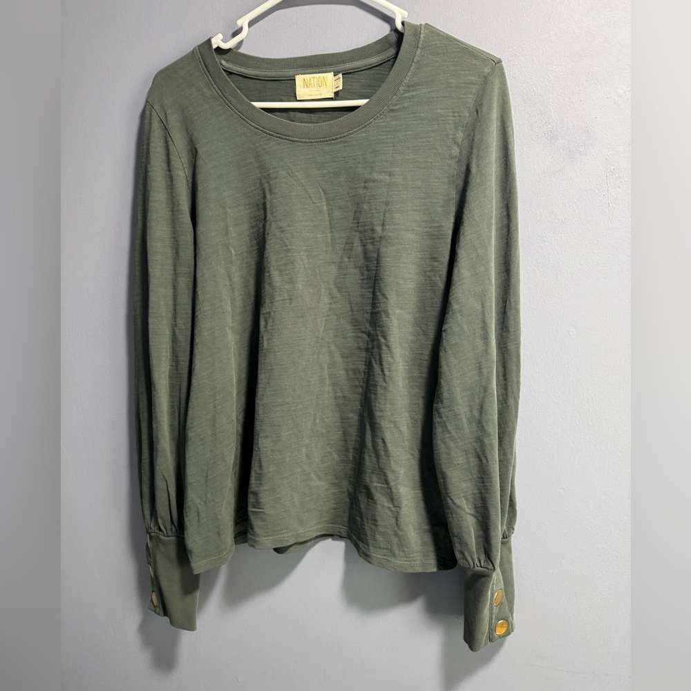 Nation LTD los angeles- Johnnie Snap Sleeve Tee green sustainable large